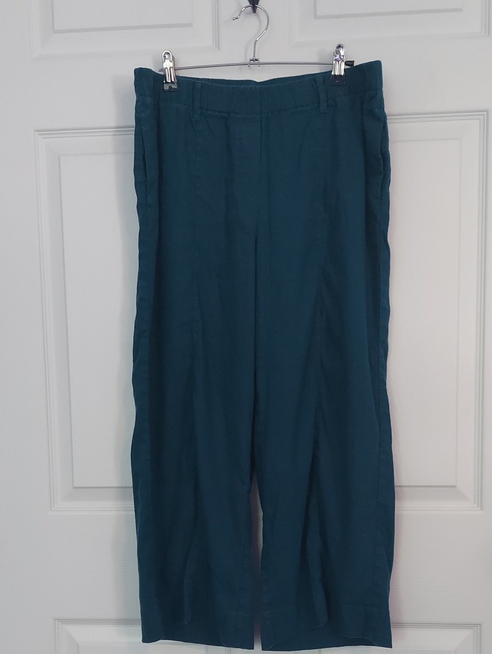 J.Jill Linen Stretch Wide Leg Pants Teal Blue Medium